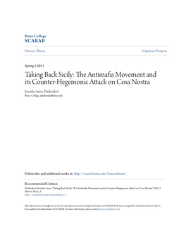 The Antimafia Movement and Its Counter-Hegemonic Attack on Cosa Nostra Jennifer Anne Diefendorf Bates College, Jdiefend@Bates.Edu