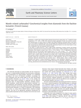Mantle-Related Carbonados? Geochemical Insights from Diamonds from the Dachine Komatiite (French Guiana)