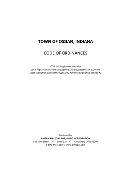 Town of Ossian, Indiana Code of Ordinances