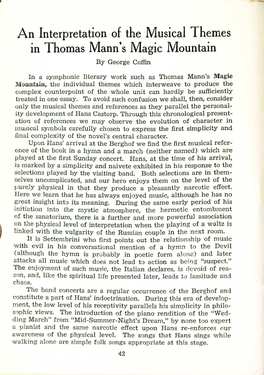 An Interpretation of the Musical Themes in Thomas Mann's Magic Mountain by George Coffin