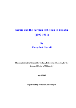 Serbia and the Serbian Rebellion in Croatia (1990-1991)