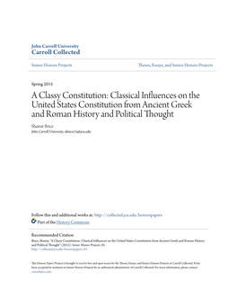 Classical Influences on the United States Constitution from Ancient