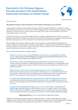 Open Letter to Ms Christiana Figueres, Executive Secretary of the United Nations Framework Convention on Climate Change