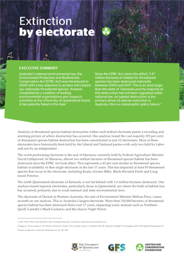 Analysis of Threatened Species Habitat Destruction Within Each Federal Electorate Paints a Revealing and Alarming Picture of Where Destruction Has Occurred