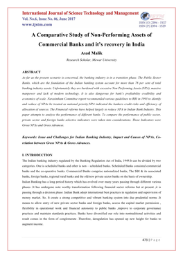 A Comparative Study of Non-Performing Assets of Commercial Banks and It's Recovery in India