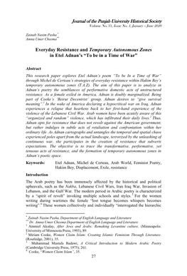 Everyday Resistance and Temporary Autonomous Zones in Etel Adnan's