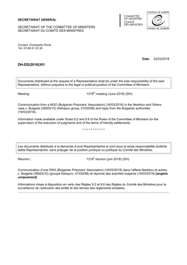 Committee of Ministers Secretariat Du Comite Des Ministres