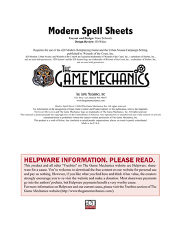 Modern Spell Sheets Layout and Design: Marc Schmalz Design Review: JD Wiker