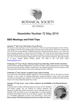 Newsletter Number 72 May 2014