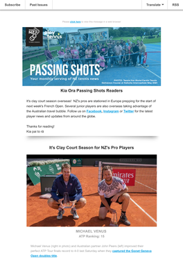 Kia Ora Passing Shots Readers It's Clay Court Season for NZ's Pro