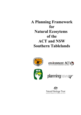 Planning Frameowrk for the ACT and Southern Tablelands