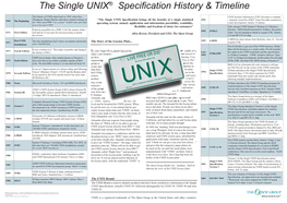 The Single UNIX® Ingle UNIX Specification History & Timeline