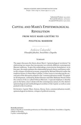 Capital and Marx's Epistemological Revolution