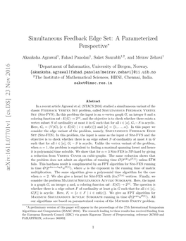 Simultaneous Feedback Edge Set: a Parameterized Perspective Arxiv