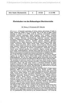 Floristisches Von Den Bahnanlagen Oberösterreichs