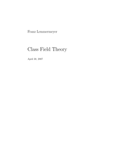 Class Field Theory