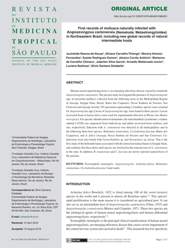 First Records of Molluscs Naturally Infected with Angiostrongylus Cantonensis (Nematoda: Metastrongyloidea) in Northeastern Brazil, Including New Global Records of Natural