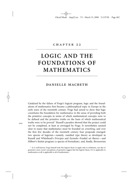 Logic and the Foundations of Mathematics