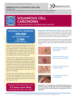 Squamous Cell Carcinoma the Second Most Common Skin Cancer
