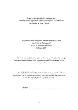 Trader Leverage Use and Social Interaction: the Performance Implications of Overconfidence and Social Network Participation on Retail Traders