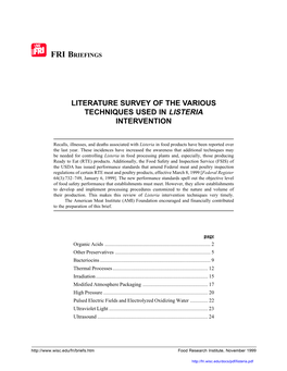 Listeria.Pdf 2 FRI BRIEFINGS: Control of Listeria in Meat