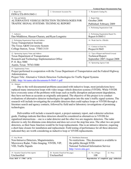 Alternative Vehicle Detection Technologies for Traffic Signal Systems URL