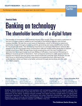 Americas Banks Americas Banks Banking on Technology the Shareholder Benefits of a Digital Future