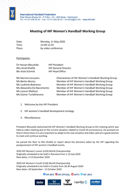 Meeting of IHF Women's Handball Working Group