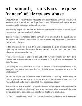 Of Clergy Sex Abuse