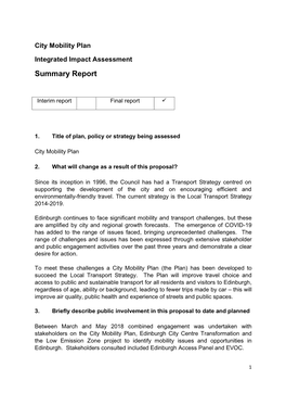 Combined Impact Assessment