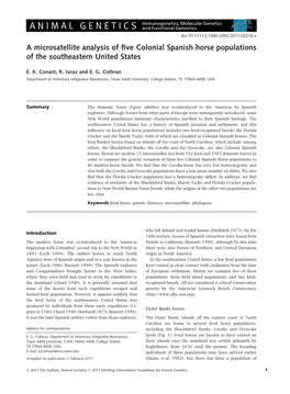 A Microsatellite Analysis of Five Colonial Spanish Horse Populations