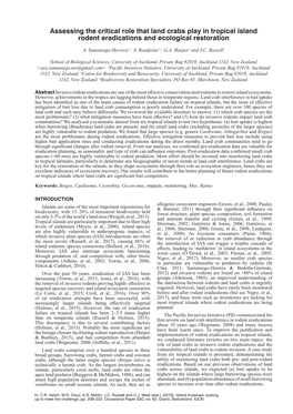 Assessing the Critical Role That Land Crabs Play in Tropical Island Rodent Eradications and Ecological Restoration