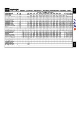 SB1 SB1 Erkelenz - Gerderath - Wassenberg - Heinsberg - Geilenkirchen - Palenberg - Übach Montag - Freitag an Schultagen Erkelenz Bahnhof Ab 0 4:46