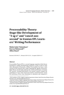 Processability Theory