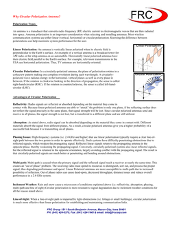 Why Circular Polarization Antenna? FRC Polarization Types