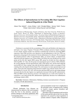 The Effects of Spironolactone in Preventing Bile Duct Ligation- Induced Hepatitis in a Rat Model