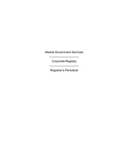 Alberta Government Services ______Corporate Registry ______