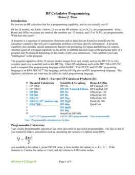 HP Calculator Programming Richard J