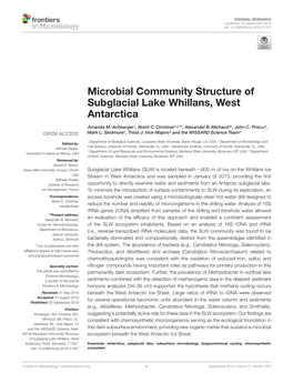 Microbial Community Structure of Subglacial Lake Whillans, West Antarctica