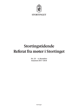 Stortingstidende Referat Fra Møter I Stortinget