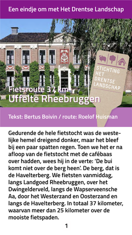 Fietsroute 37 Km Uffelte Rheebruggen