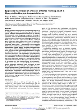 Epigenetic Inactivation of a Cluster of Genes Flanking MLH1 in Microsatellite-Unstable Colorectal Cancer