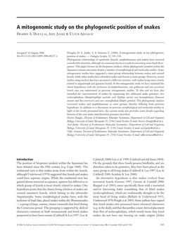 A Mitogenomic Study on the Phylogenetic Position of Snakes