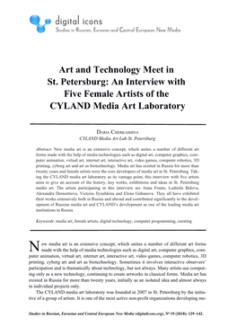 Art and Technology Meet in St. Petersburg: an Interview with Five Female Artists of the CYLAND Media Art Laboratory