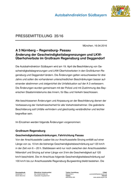 Pressemitteilung Der Autobahndirektion A3 Änderung Der Beschilderung