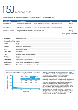 Calbindin 1 Antibody / CALB1 [Clone CALB1/2364] (V8169)