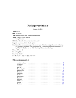 Package 'Archdata'