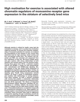 High Motivation for Exercise Is Associated with Altered Chromatin Regulators of Monoamine Receptor Gene Expression in the Striatum of Selectively Bred Mice