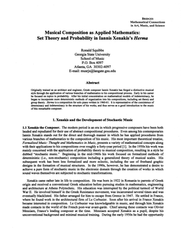 Musical Composition As Applied Mathematics: Set Theory and Probability in Lannis Xenakis's Henna