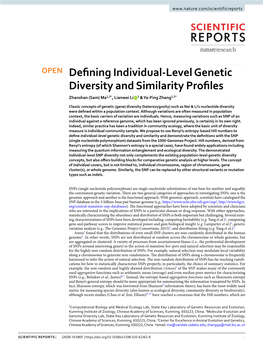 Defining Individual-Level Genetic Diversity and Similarity Profiles